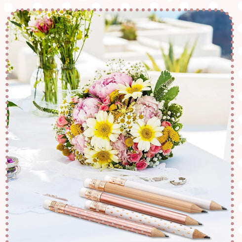 Crtiin 50 Pcs Half Pencils with Eraser, Golf Pencils for Baby Bridal Shower Mini Game Pencils (Dot, Heart)