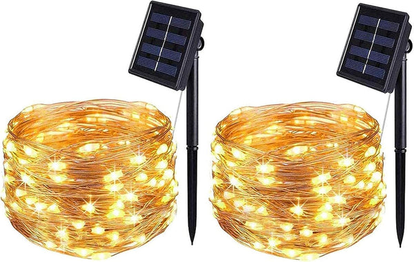 BOLWEO 2 Pack Solar Powered String Lights, Solar Fairy Lights,16.4Ft 50LED Waterproof