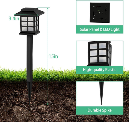 12-Pack IP44 Solar Walkway Lights,Solar Pathway Lights Outdoor, Auto Charge/Discharge Ground Lamp , Waterproof