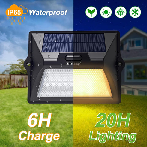 2 Packs 9 intelamp Solar Fence Lights Outdoor, Colors & RGB Color Changing Deck Lights Waterproof, Solar Powered LED