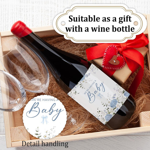 generic Decorations-8 Baby Shower Wine Bottle Labels, We Are Having A Baby Theme Wine Stickers for Boy Girl, Pregnancy