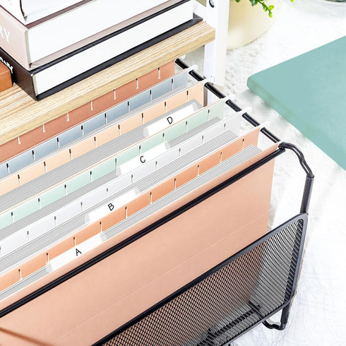 SUNEE Hanging File Folders, Letter Size, Pastel Colors, 25 Count with 1/5-cut Tabs, Heavy Duty Expansion