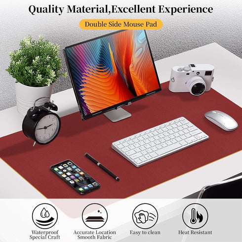 Office/Home.31.5"x 15.7" Bloss Red Leather Desk Mat Protector,Large Mouse Pad,Dual-Side Use Mouse Pads,Office Desks