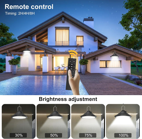 IP66 3 Dimmable Lixada Solar Powered Pendant Lamp Outdoor Waterproof Hanging Lights with Remote Controller Garage Light