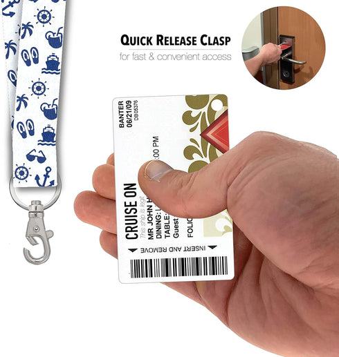 Cruise On Lanyards for Cruise Ship Cards (2-Pack) with ID Holder, Detachable Key Card Badge & Waterproof Holder (White