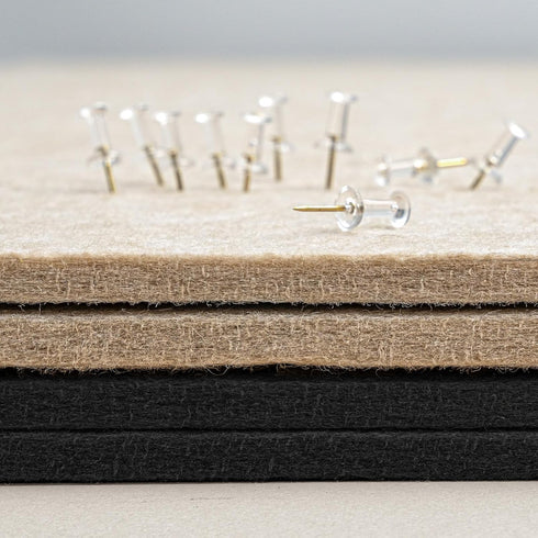 Large Bulletin Board, 24 x 18 inches Felt Decorative Pin Board, Self-Adhesive Vision Board with 20 Pushpins - Black