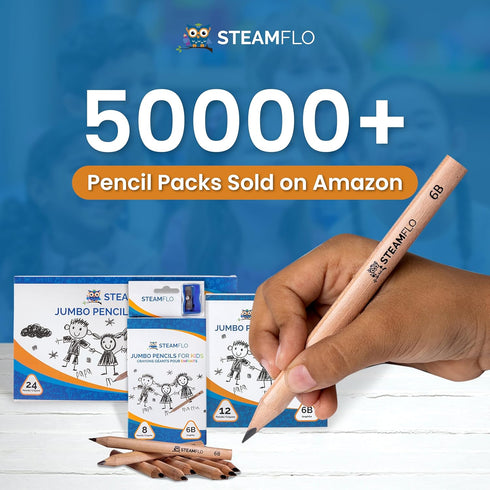 Learning Pencils For Toddlers 2-4 Years - Kids Pencils for Beginners, Jumbo Triangle Shape with Soft Graphite (8pk +