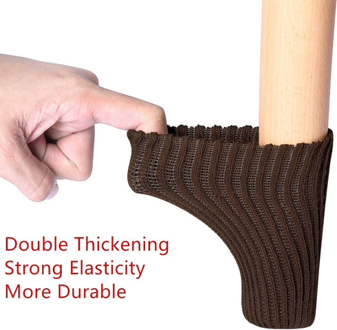 24 Set, PCs Furniture Leg Socks - Coffee Knitted Furniture Socks, Double Thickness Chair Leg Floor Protectors, High