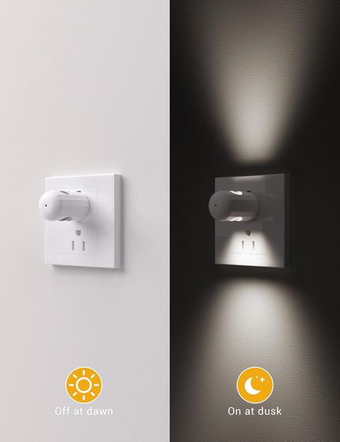 SETEN 6 Pack 4000K 100 360 Mini LED Night Light Plug in Wall - Dusk to Dawn Auto On/Off, Cool White Lumen, Adjustable