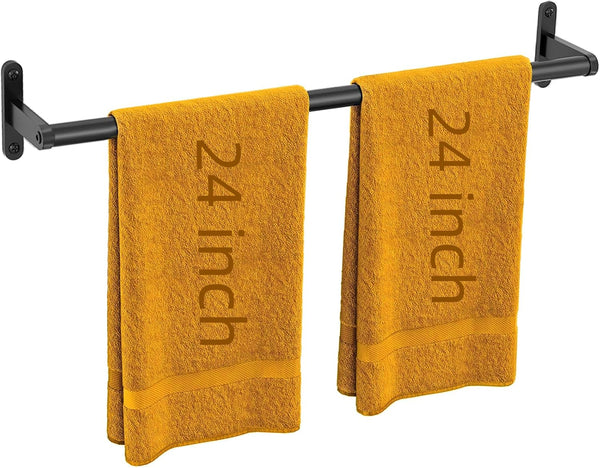 24 Inch Matte Black Towel Bar - Heavy Duty Bathroom Towel Rack, Wall Mounted Stainless Steel Single Towel Bar