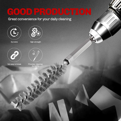 6PCS 304 Stainless Steel Bore Brush, Twisted Wire Drill Brush, 1/4 Inch Hex Shank S2 Steel Handle for Plumbing Tools