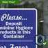 10x7 Inches, 4 Please Deposit Feminine Hygiene Products In This Container Bilingual Sign, Mil Vinyl Decal Stickers