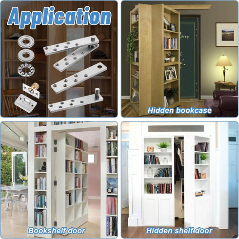 PercyEffie 200Lb Doors,360 Pivot Hinge Heavy Duty for Max Wood Door,Hidden Door Hinge for Secret Degree Rotation,Pivot