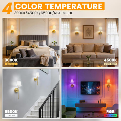 Set 2,Rechargeable 12 5200mAh Dimmable LUTEC Battery Operated Wall Sconce of Wall Sconce, Colors Wireless Wall Sconces