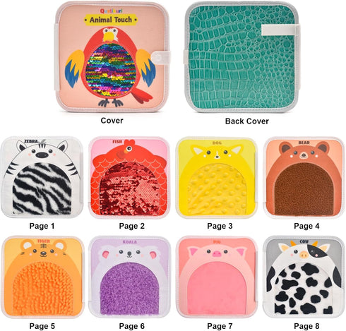 Qustikuri Cute Animal Touch Book Textured Sensory Toys for Autistic Children Disorder Fun Toys Autism Sensory Mats