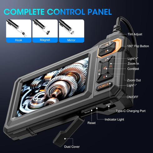 EASTBEAR 1080P 4.3" 16.5FT 8 IP67 Single-Lens Endoscope Camera with Light, Borescope Inspection Camera, IPS Screen