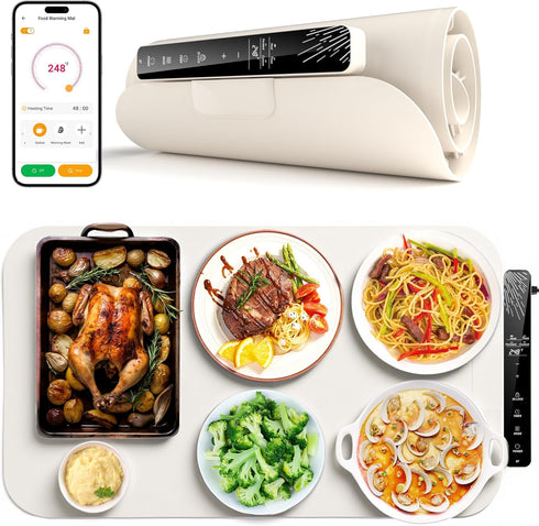 Monteka Warming Mat for Food 24.8"15", Electric Warming Trays with APP &