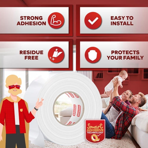 XFasten Carpet Tape for Hardwood Floors - 2”x10yds No Residue Heavy Duty Double Sided Rug Tape