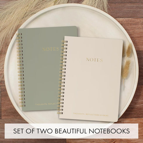 ZICOTO Aesthetic Spiral Notebook Set of 2 For Women and Men - Cute Ruled 8x6 Journal/Notebook with Pockets And Lined Pages - Perfect A5 Supplies to Stay Organized at Work or School by ZICOTO