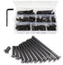 cSeao 114Pcs M6 Black Flat Head Allen Bolt Joint Connecting Bolts Socket Cap