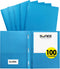 SUNEE 100-Pack Blue File Folders - Letter Size with 2 Pockets and 3 Prongs, 9.3 x 11.6 in