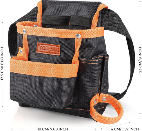 YOOFAN Tool Pouch - Tool Belt for Electrician, Carpenter, Construction Technician, Gardening Accessories, Orange