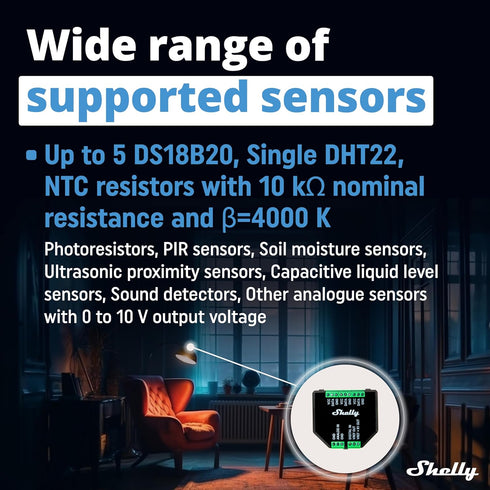 Shelly Plus Add-On - Bluetooth for Shelly Plus Devices, Measures Temperature & Humidity, Works with Alexa & Google