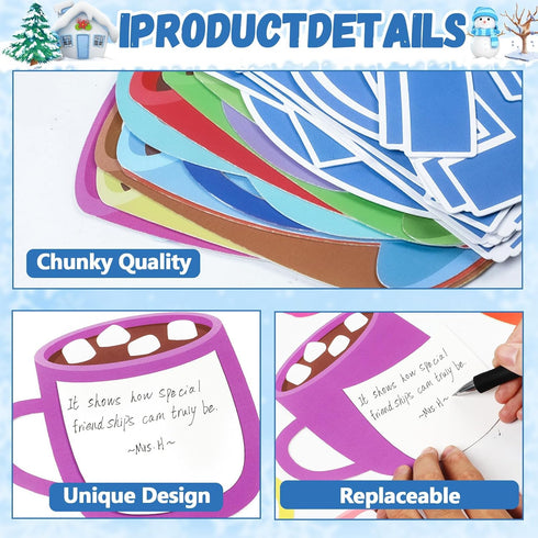 Winter Bulletin Board Set, Hot Cocoa Marshmallow Classroom Decoration, Warm Up with a Good Book Paper Cutouts for DIY