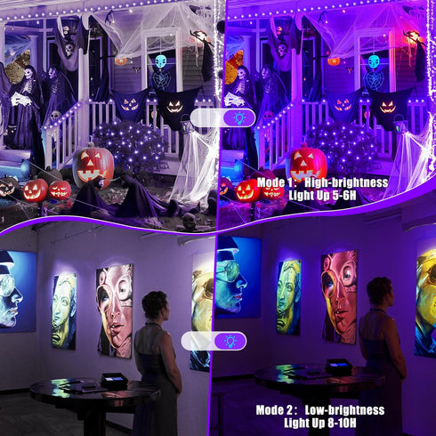 1Pack T-SUN Rechargeable Black Lights, Battery Powered Blacklights for Glow Party Fishing Cordless Black Light