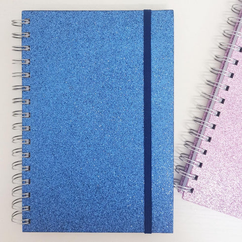 Glittery Pink Spiral Notebook, 2Pack Hardcover Journals for Note Taking, 180 Pages, 8.2” x 6”, Thick Paper