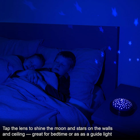 17457 GE LED Moon and Star Projector Night Light, Battery Operated Tap Light, Ideal for Kids Bedrooms, Playrooms