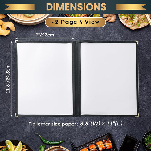 25 Pack 8.5 11 Inch (2 4 x Menu Covers, Various Style Menu Sleeves Clear View Menu Holder for Kitchen, Restaurant