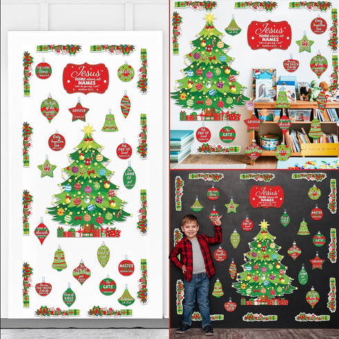 Christmas Bulletin Board Decorations, Nativity Set, Names of Jesus Board, Religious Cutouts for School Decor