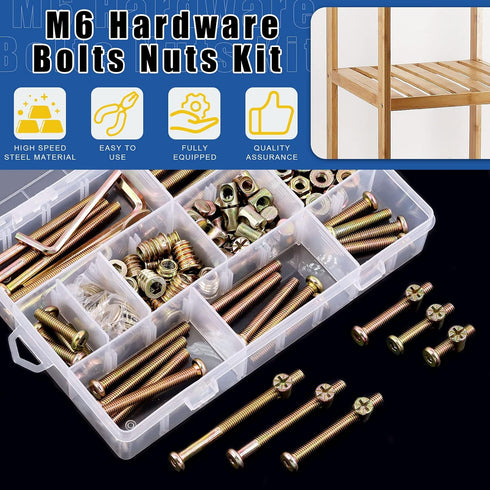 Glarks 138Pcs M6 M6x25/35/45/55/65/75/85MM Baby Bed Crib Screws Hardware Replacement Kit, Hex Socket Cap Screws