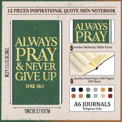 TaoBary 12 Pcs Christian Gift Inspirational Religious Leather Journal Bible Verse Notebook Bulk Notepad Clergy Appreciation Gift for Pastor Women Men Church (Plain Colors) by TaoBary