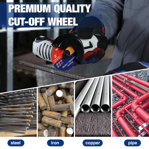 WORKPRO 20-Pack Cut-Off Wheels - 3 X 3/8-inch Metal & Stainless Steel Cutting Wheel, Thin Metal Cutting Disc for Angle