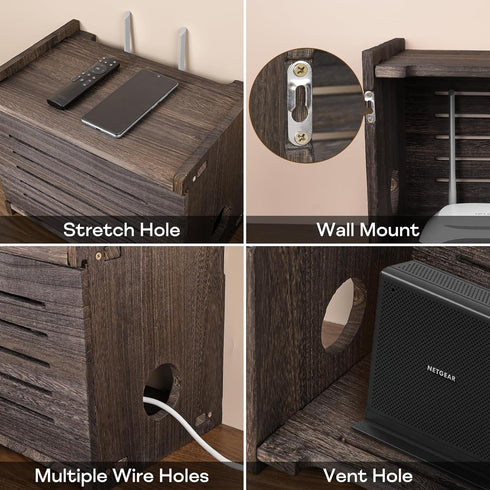 WiFi Router Storage Box Modem Cable Shelf Router Cover Router Shelf Hider Power Strip and Cable Management Rack Office