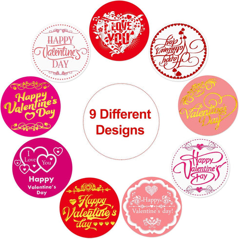 Outus 500 Pcs Valentine Stickers - Valentine's Day Decoration Rolls for Party Gift Exchange Sealing
