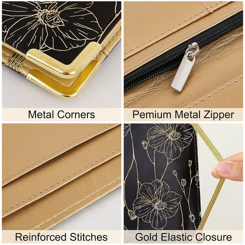 Server Books for Waitress Cute Waitress Book with Money Pocket Leather Server Book with Zipper Wallet Black Serving