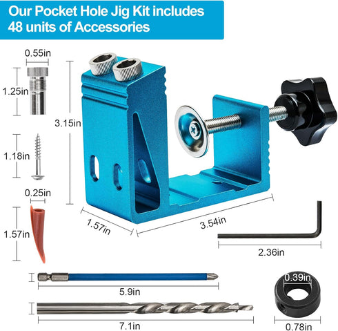 Pocket Hole Jig Kit, Dowel Drill Joinery Screw Kit for Carpenters Woodwork Guides and Joint Angle Tool