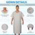 GERVRA Reusable Hospital Gown - Patient Gowns with Tie Back, Unisex Medical Gowns for Hospital, Clinic, Recovery & Home