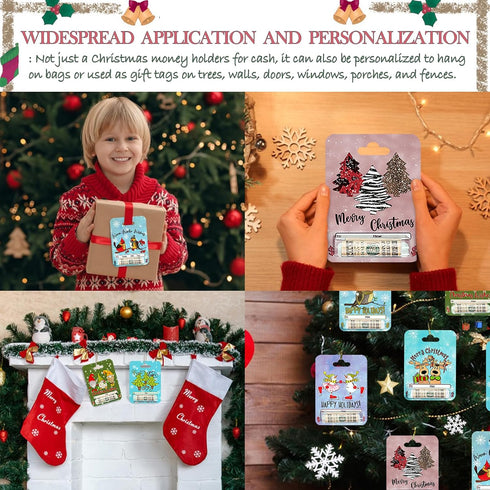 Laverteach Set 8 Christmas Money Holder Cards of for Cash Gift,Christmas Cards Money Holder Ornaments with Cover