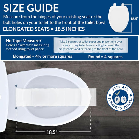 170 Bemis Durable Plastic Toilet Seat, Elongated, White