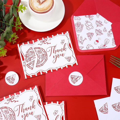 50Pcs 4 6 Inch Whaline That's Amore Thank You Cards Blank Note Cards with Envelopes Stickers Red Pizza Ciao Bambino