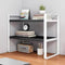 Hbluefat Desktop Organizer Shelf, 2-Tier Multipurpose Wood Office Desk Storage Rack, Small Computer Desk Bookshelf for