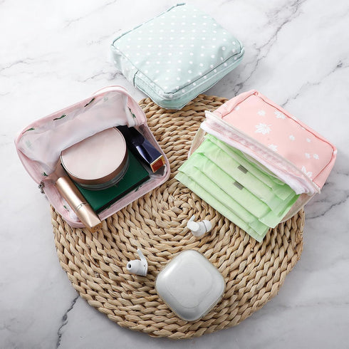Abeillo 3Pcs Sanitary Napkin Storage Bags Menstrual Cup Pouches Nursing Pad Holder Tampon Bags Portable Period Bag