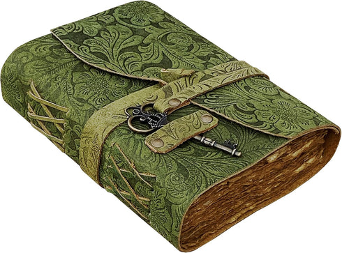 SH SHIFAA HANDICRAFT Leather Journal - Antique Handmade Deckle Edge Vintage Paper, 7 x 5, Great Gift