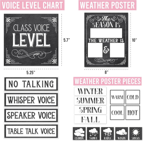 Hadley Designs Black and White Classroom Calendar Set, Bulletin Board Sets for Teachers, School Calendar for Classroom