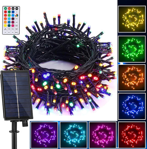 XEWEA Solar String Lights Outdoor, 40Ft 16 Colors 100 LED String Lights