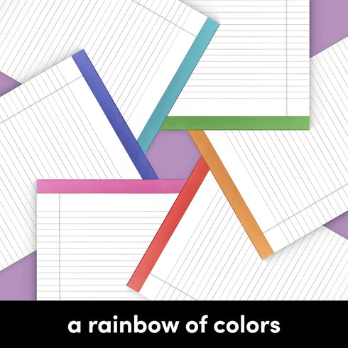 PAPERAGE 6 Pack Lined Legal Pads (Rainbow), 50 Sheets Each, Wide Ruled Note Pads, 8.5 x 11 inches